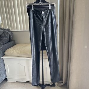 H&M Women’s Black Faux Leather Pants High Waist Skinny Fit Sz 2